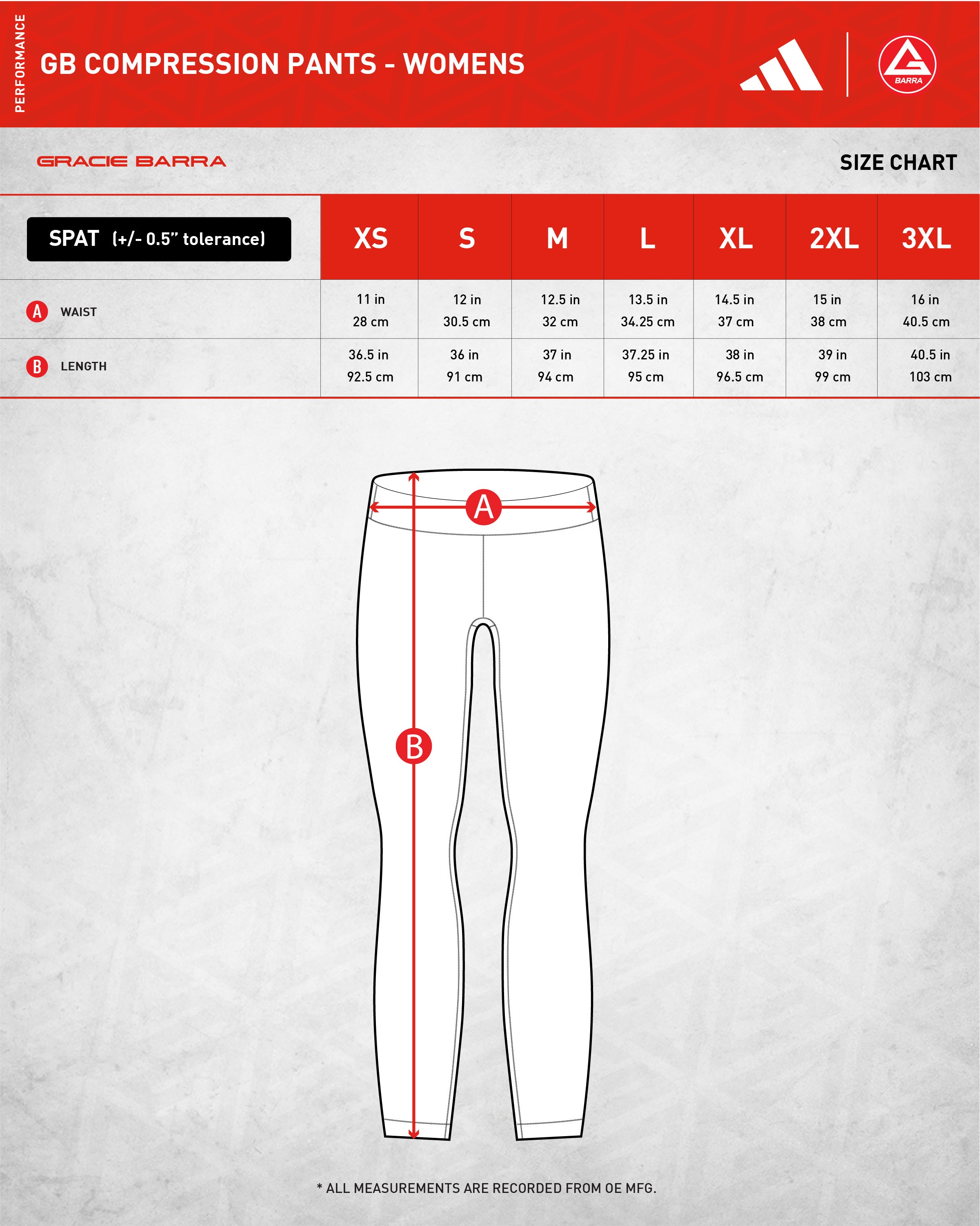adidas womens pants size chart